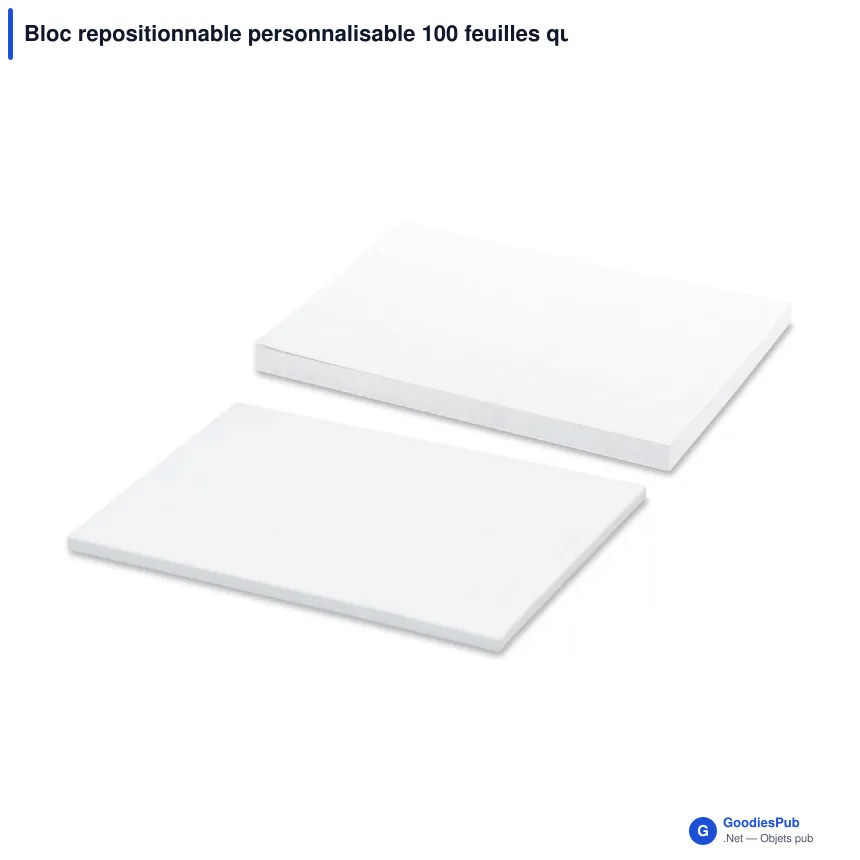 Bloc repositionnable personnalisable 100 feuilles quadrillées avec logo - 72x50 mm - Image 2