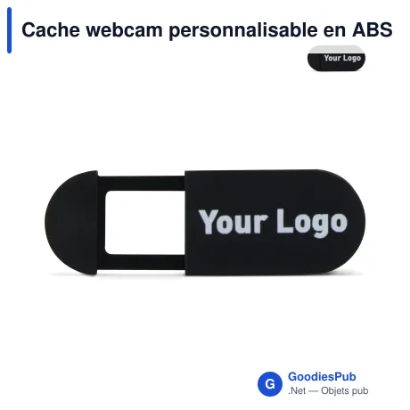 Cache webcam personnalisable en ABS noir avec logo - Cover It Up