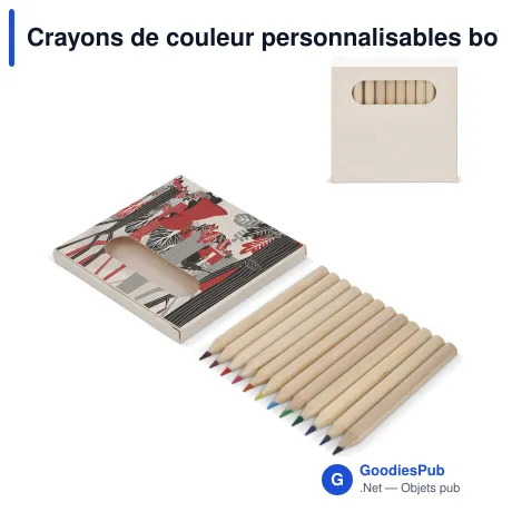 Crayons de couleur personnalisables boîte brique de lait recyclé avec logo - Lot de 12