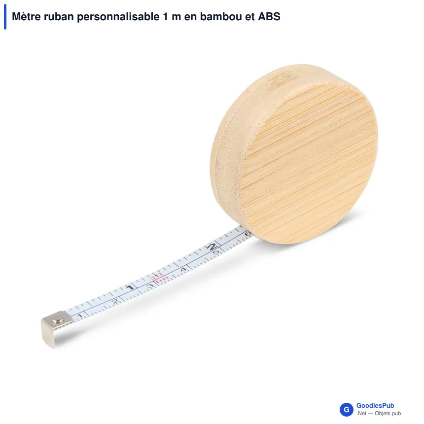 Mètre ruban personnalisable 1 m en bambou et ABS avec logo - Bambou - Image 2