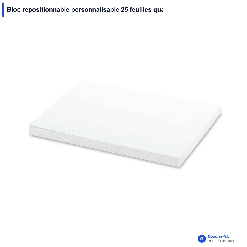 Bloc repositionnable personnalisable 25 feuilles quadrillées avec logo - 100x72 mm - Image 2