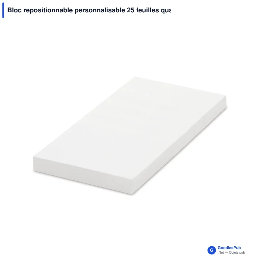 Bloc repositionnable personnalisable 25 feuilles quadrillées avec logo - 50x72 mm - Image 2