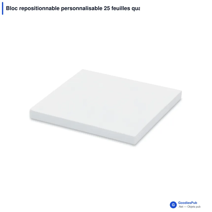 Bloc repositionnable personnalisable 25 feuilles quadrillées avec logo - 72x72 mm - Image 2
