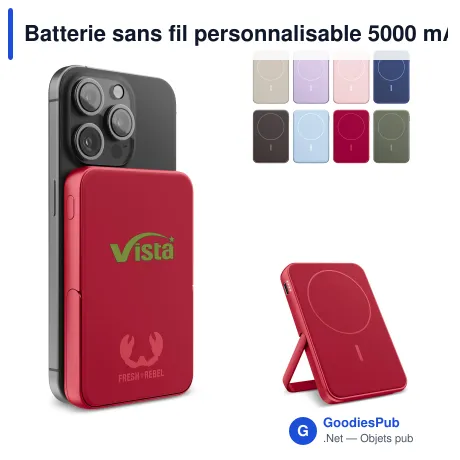 Batterie sans fil personnalisable 5000 mAh compatible MagSafe avec logo - Fresh 'n Rebel