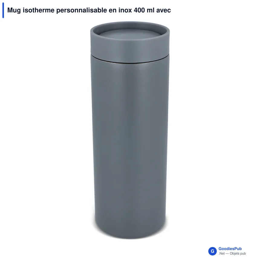 Mug isotherme personnalisable en inox 400 ml avec logo - 360 Shine - Image 2