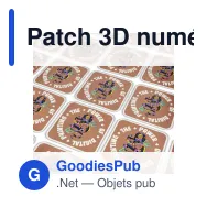 Patch 3D numérique personnalisable 15 x 15 cm avec logo - Digital Patch 15 - Miniature 1