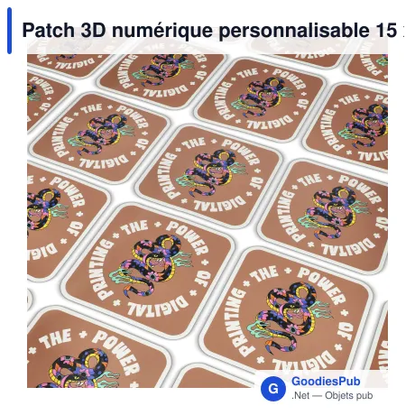 Patch 3D numérique personnalisable 15 x 15 cm avec logo - Digital Patch 15