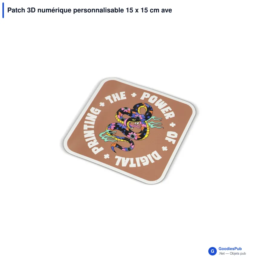 Patch 3D numérique personnalisable 15 x 15 cm avec logo - Digital Patch 15 - Image 2