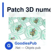 Patch 3D numérique personnalisable 20 x 20 cm avec logo - Digital Patch 20 - Miniature 1