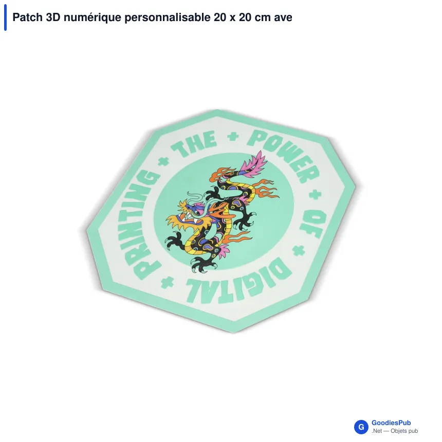 Patch 3D numérique personnalisable 20 x 20 cm avec logo - Digital Patch 20 - Image 2