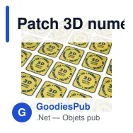 Patch 3D numérique personnalisable 7 x 7 cm avec logo - Digital Patch 7 - Miniature 1