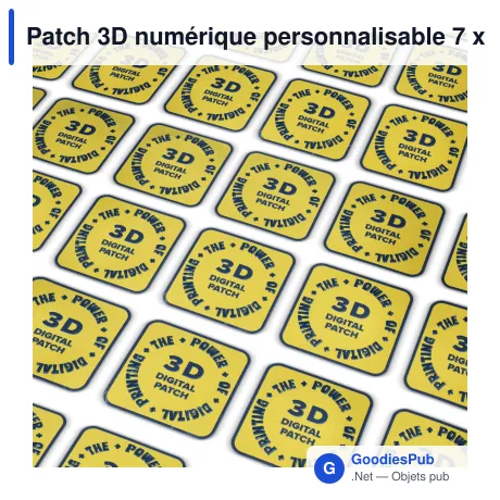 Patch 3D numérique personnalisable 7 x 7 cm avec logo - Digital Patch 7
