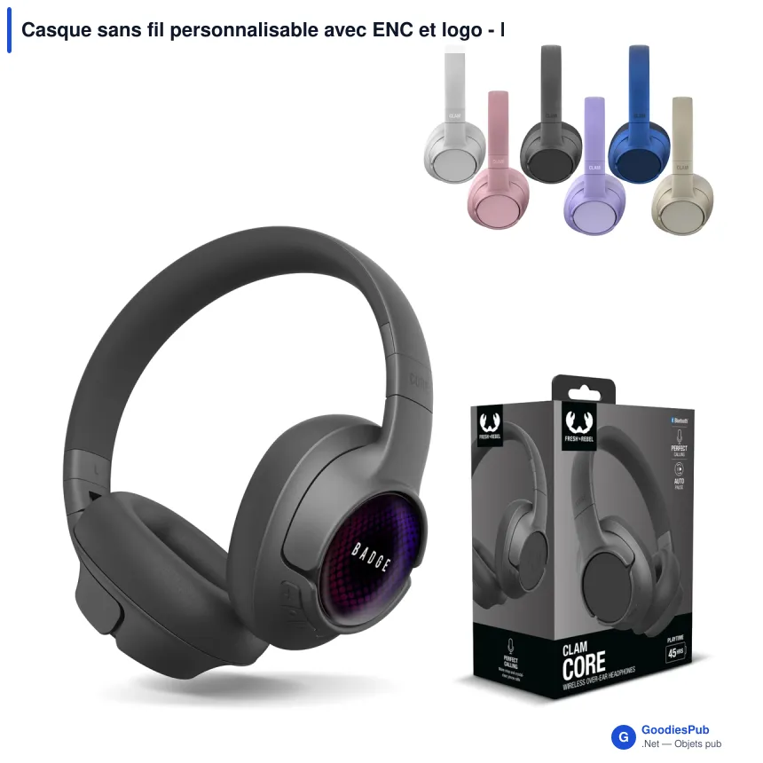 Casque sans fil personnalisable avec ENC et logo - Fresh 'n Rebel Clam Core - Image 1