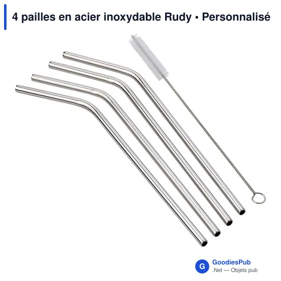 Pailles en acier inoxydable personnalisables avec logo - Rudy - Image 4