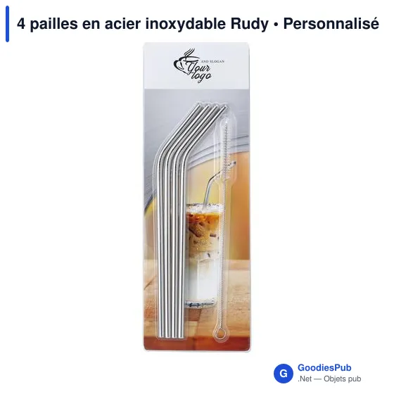 Pailles en acier inoxydable personnalisables avec logo - Rudy - Image 8