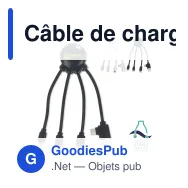 Câble de charge personnalisable Xoopar en plastique océanique avec logo - Eco Octopus - Miniature 1