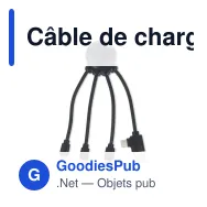 Câble de charge personnalisable Xoopar en plastique océanique avec logo - Eco Octopus - Miniature 3