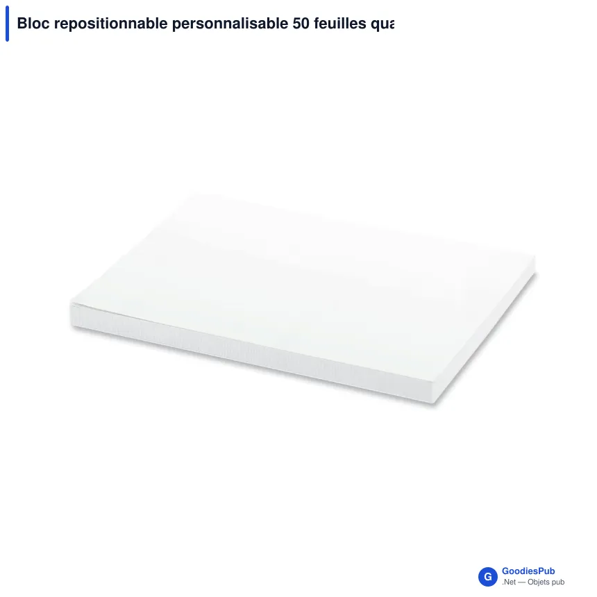 Bloc repositionnable personnalisable 50 feuilles quadrillées avec logo - 100x72 mm - Image 2
