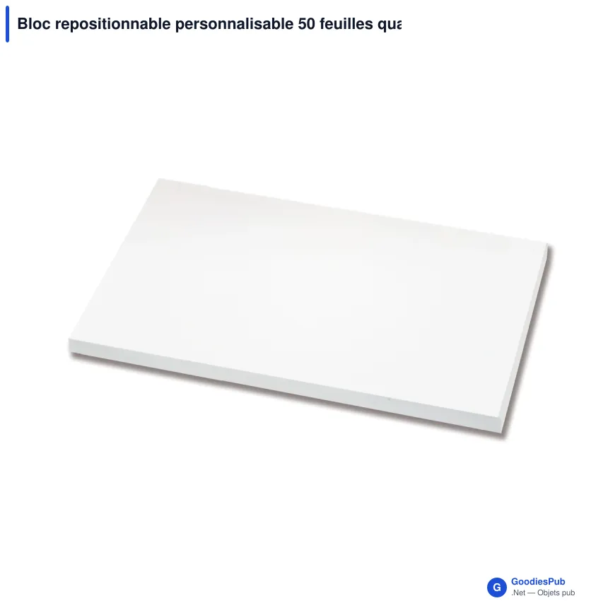 Bloc repositionnable personnalisable 50 feuilles quadrillées avec logo - 125x72 mm - Image 2