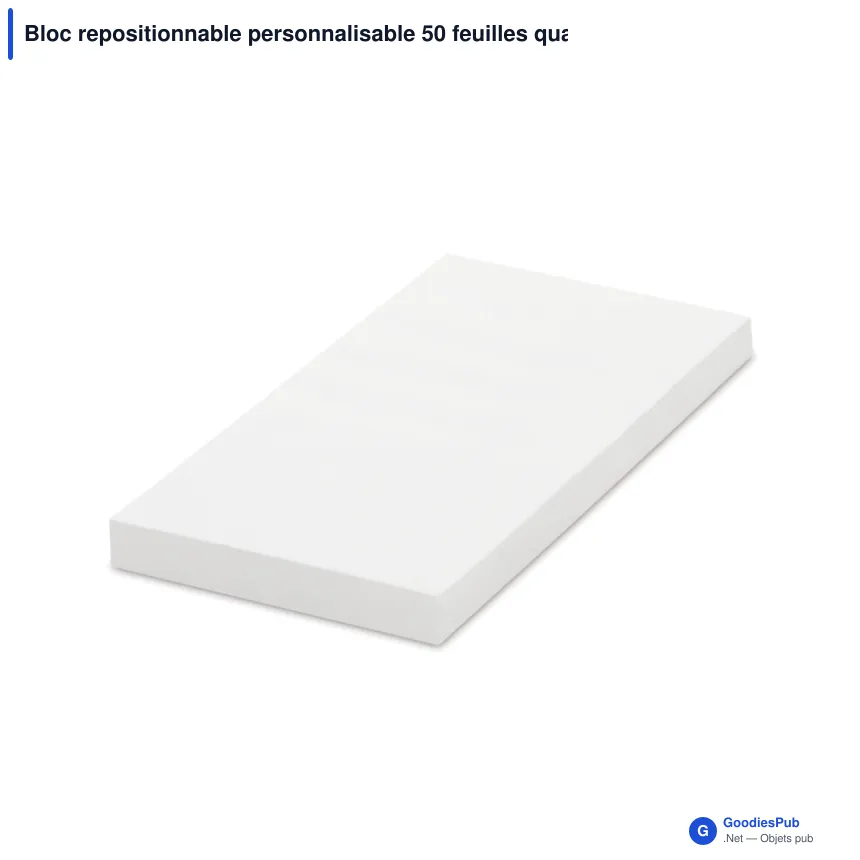 Bloc repositionnable personnalisable 50 feuilles quadrillées avec logo - 50x72 mm - Image 2
