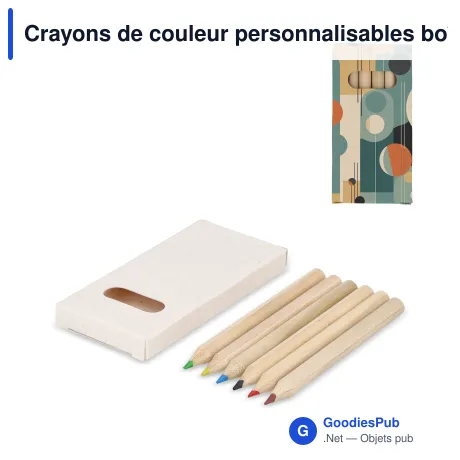 Crayons de couleur personnalisables boîte brique de lait recyclé avec logo - Lot de 6
