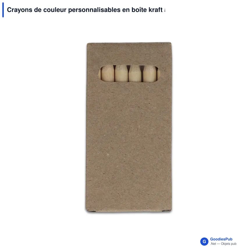 Crayons de couleur personnalisables en boîte kraft avec logo - Lot de 6 - Image 2