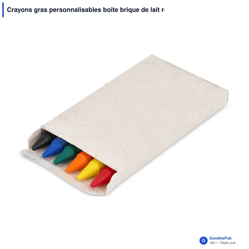 Crayons gras personnalisables boîte brique de lait recyclé avec logo - Lot de 6 - Image 2