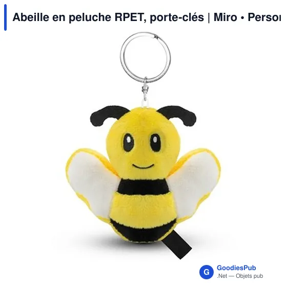 Porte-clés abeille en peluche personnalisable avec logo | Miro - Image 2