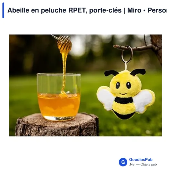 Porte-clés abeille en peluche personnalisable avec logo | Miro - Image 3