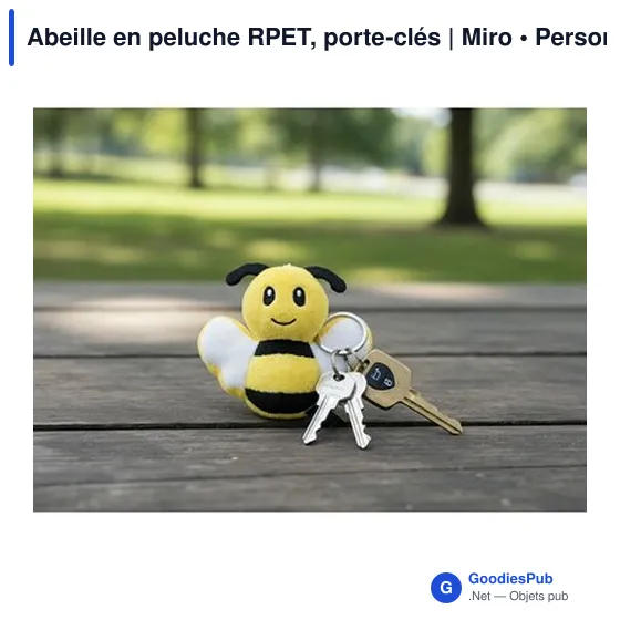 Porte-clés abeille en peluche personnalisable avec logo | Miro - Image 4