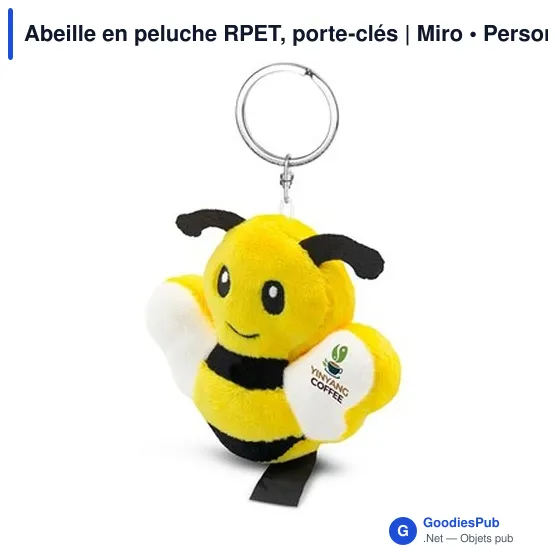 Porte-clés abeille en peluche personnalisable avec logo | Miro - Image 6