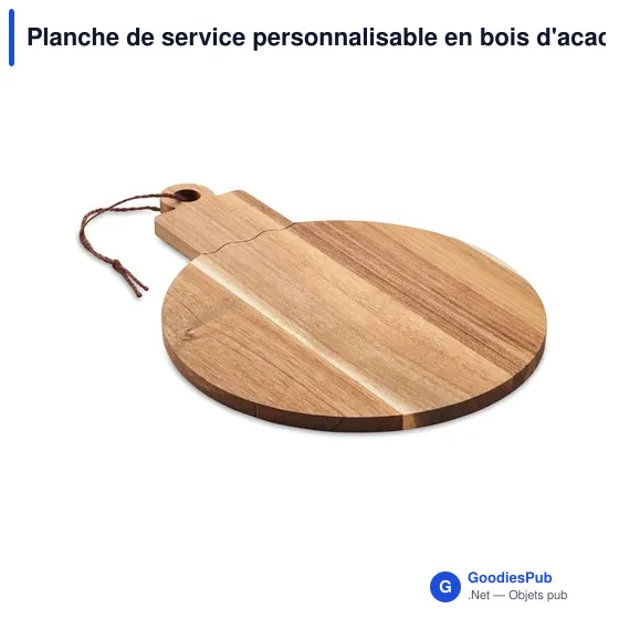 Planche de service personnalisable en bois d'acacia - ACABALLavec logo - Image 1