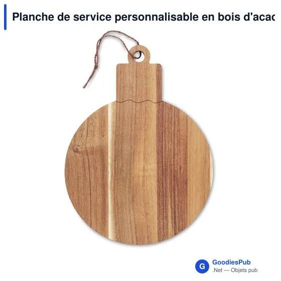 Planche de service personnalisable en bois d'acacia - ACABALLavec logo - Image 2