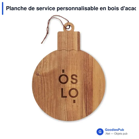 Planche de service personnalisable en bois d'acacia - ACABALLavec logo - Image 4