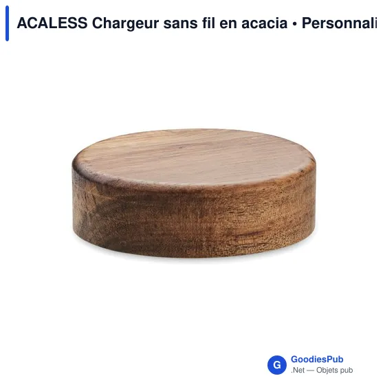 Chargeur sans fil personnalisable en acacia avec logo - Image 3