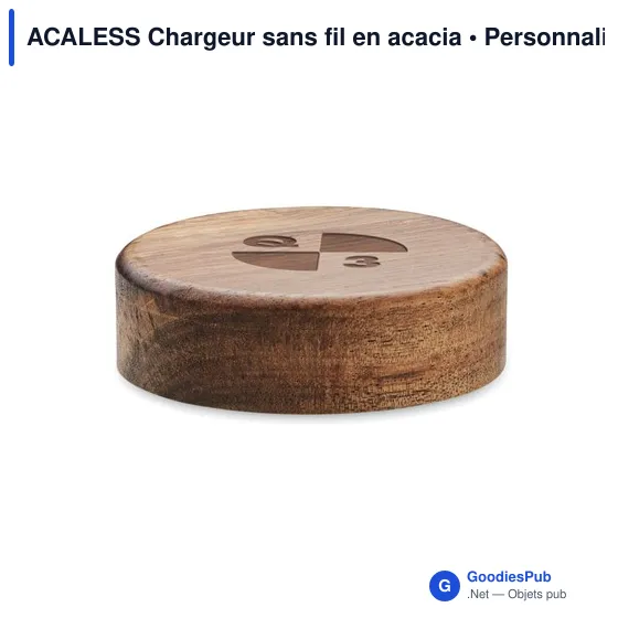 Chargeur sans fil personnalisable en acacia avec logo - Image 4