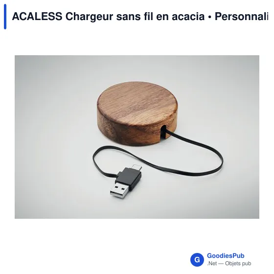 Chargeur sans fil personnalisable en acacia avec logo - Image 5
