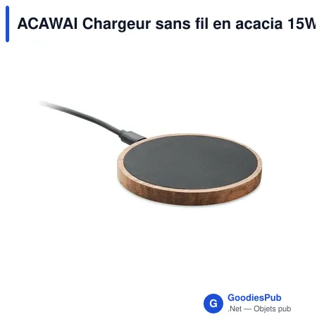 ACAWAI Chargeur sans fil en acacia 15W