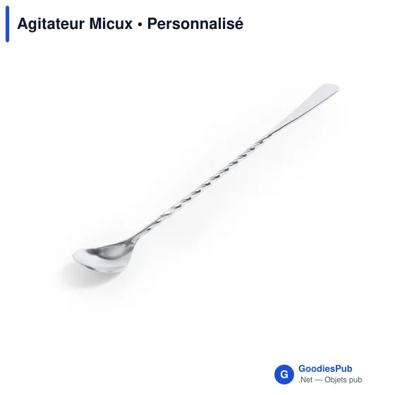 Agitateur à boisson personnalisable en acier inoxydable - Micuxavec logo - Image 2