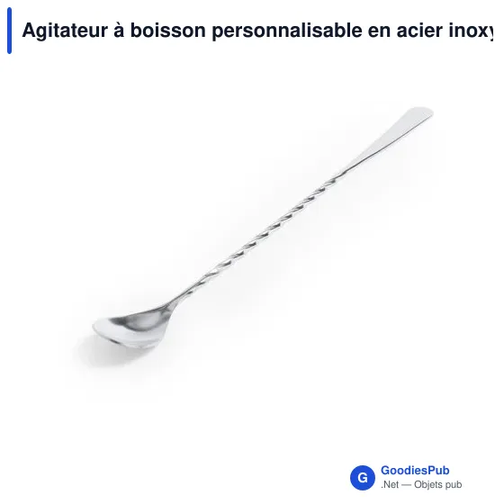 Agitateur à boisson personnalisable en acier inoxydable - Micuxavec logo - Image 3