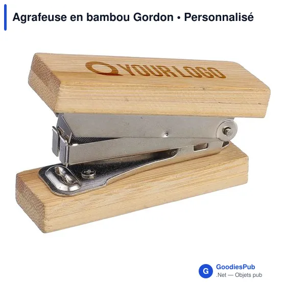 Agrafeuse en bambou personnalisable avec logo - Modèle Gordon - Image 3