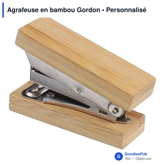 Agrafeuse en bambou personnalisable avec logo - Modèle Gordon - Image 4