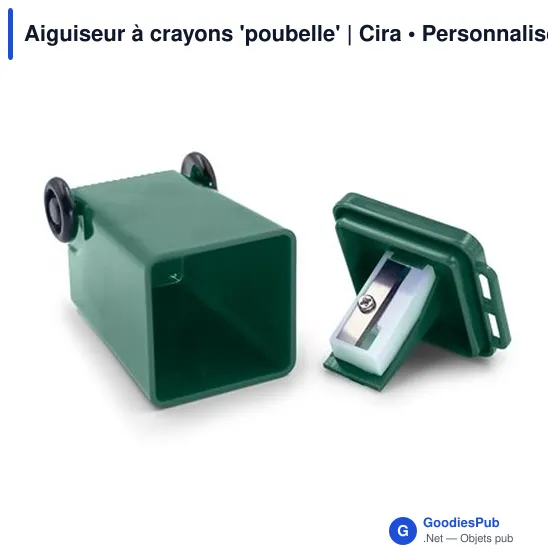 Aiguiseur à crayons personnalisable en forme de poubelle - Ciraavec logo - Image 2