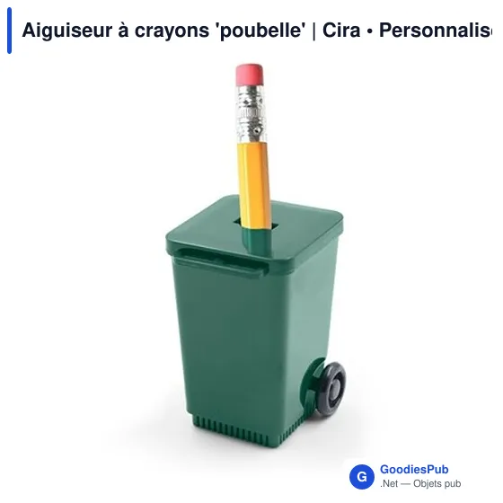 Aiguiseur à crayons personnalisable en forme de poubelle - Ciraavec logo - Image 3