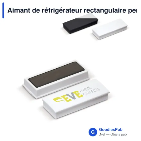 Aimant de réfrigérateur rectangulaire personnalisable avec logo - Noir ou blanc