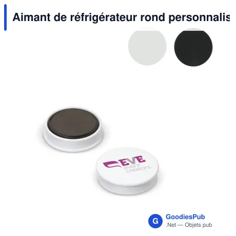 Aimant de réfrigérateur rond personnalisable Ø 30 mm avec logo - Noir ou blanc