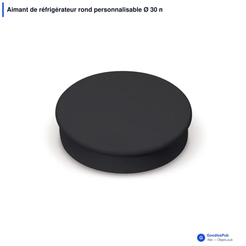 Aimant de réfrigérateur rond personnalisable Ø 30 mm avec logo - Noir ou blanc - Image 2