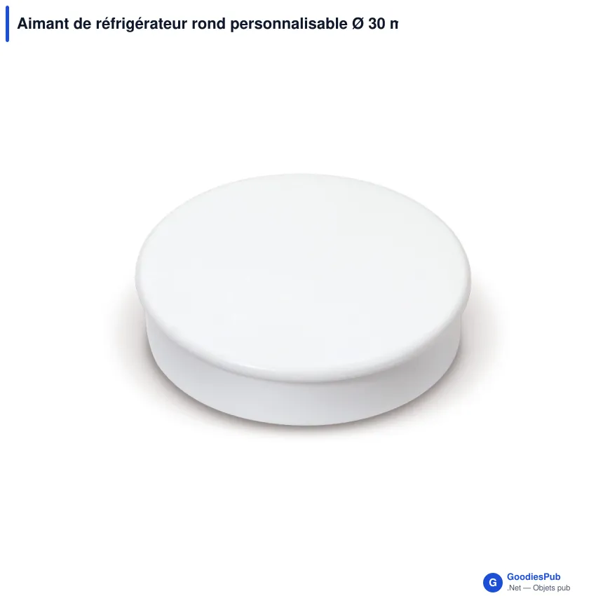 Aimant de réfrigérateur rond personnalisable Ø 30 mm avec logo - Noir ou blanc - Image 3