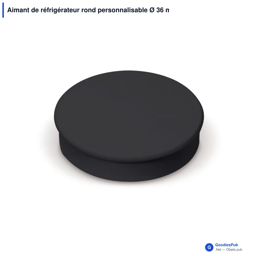 Aimant de réfrigérateur rond personnalisable Ø 36 mm avec logo - Noir ou blanc - Image 2