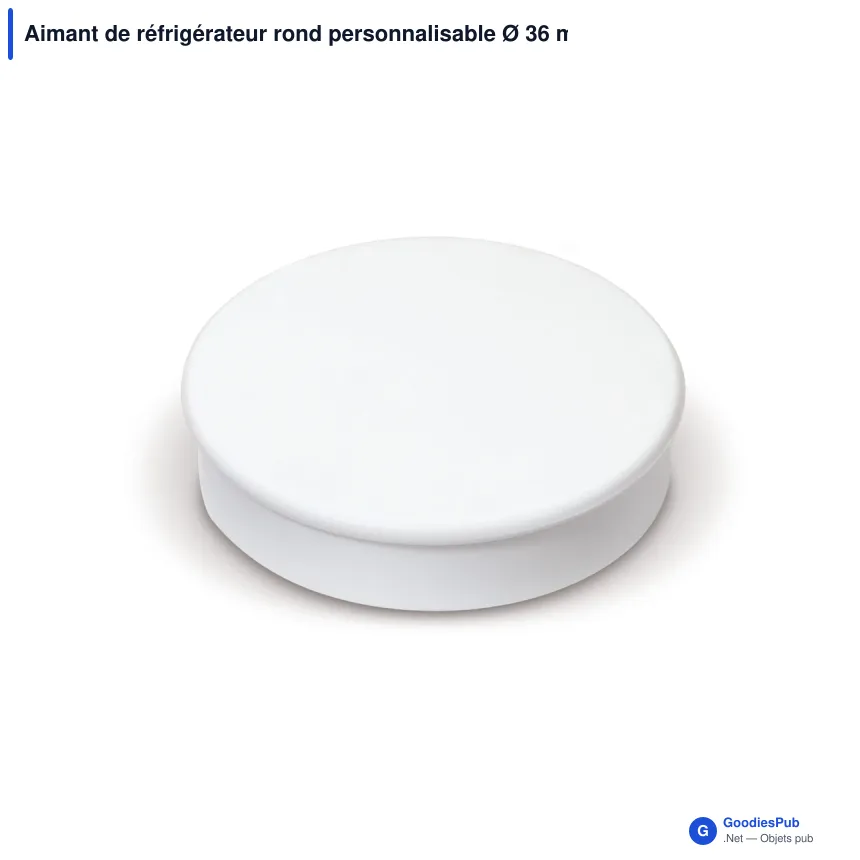 Aimant de réfrigérateur rond personnalisable Ø 36 mm avec logo - Noir ou blanc - Image 3